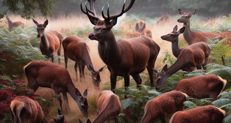 Red deer foraging habits