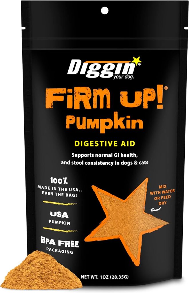 Diggin’ Your Dog Firm UP! Pumpkin Super Supplement for Dogs and Cats, 1 oz - Made in USA, Digestive and Stool Consistency Support