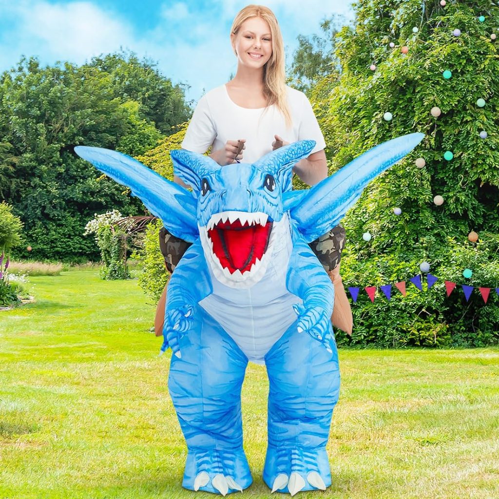 GOOSH Inflatable Dinosaur Costume for Adult Halloween Costume Women Man Funny Blow up Costume for Halloween Party Cosplay