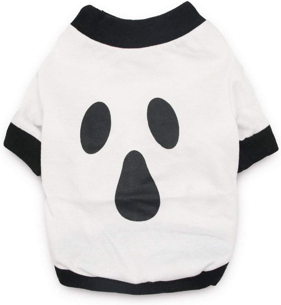 NACOCO Halloween Dog Ghost Hoodies - Shirt Costume Dog Tees for Small Dogs Funny Cute(S)