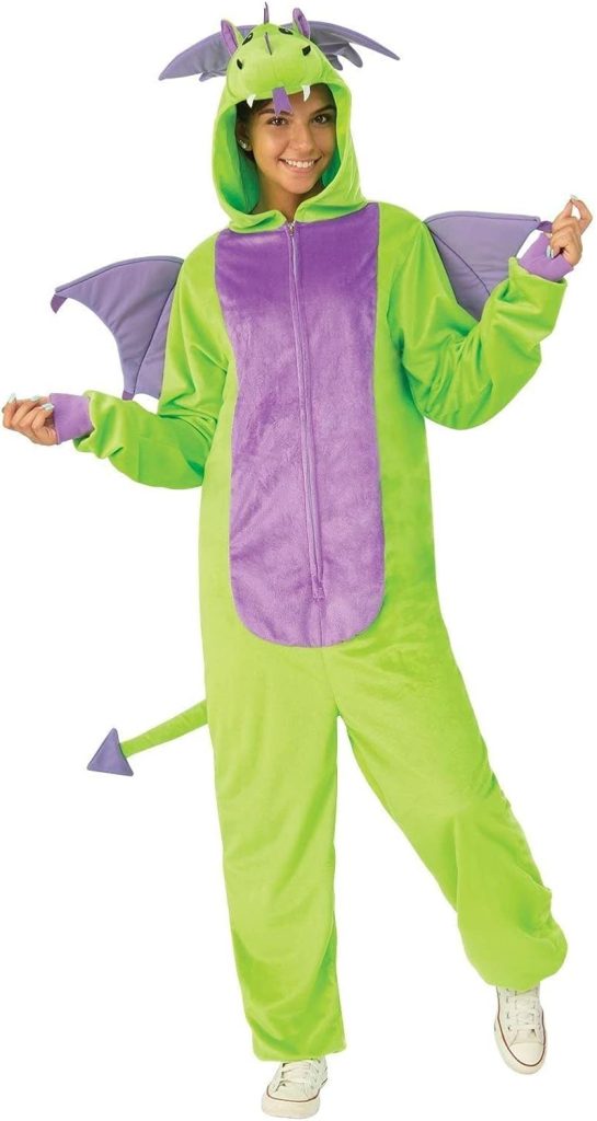 Rubies Comfy Wear One-Piece Hooded Costume Jumpsuit, Green Dragon, Small/Medium