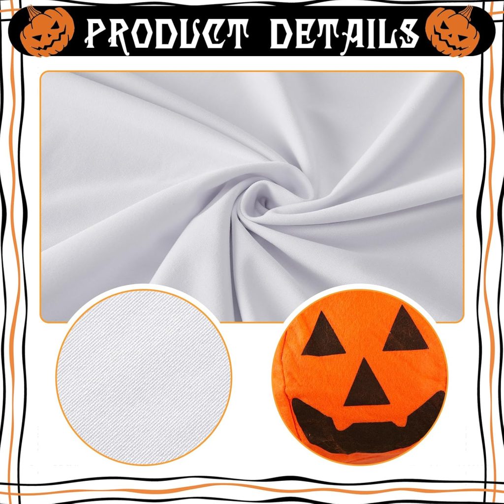 Sadnyy Halloween Ghost Dog Costume Sets Includes White Dog Costumes and Halloween Bucket, Ghost Costumes for Dogs Cats and Felt Pumpkin Candy Buckets for Medium Large Dogs Trick or Treat Bags