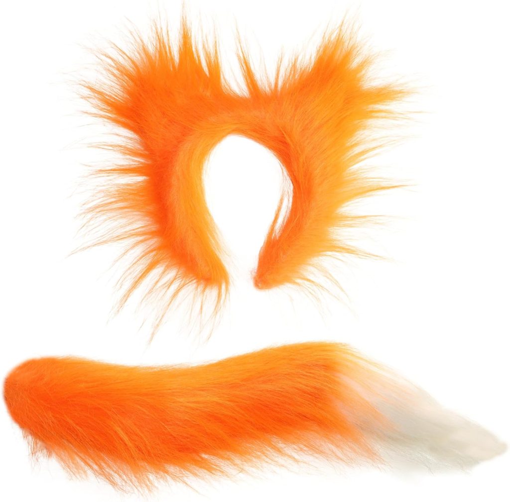 Fox Ears Headband, Tail and Paw Gloves Set- Faux Fur Fox Costume Accessory Set