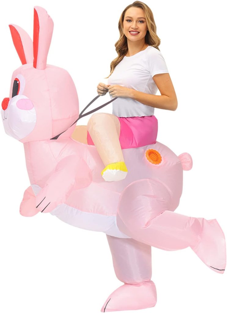 Inflatable Easter Bunny Costume Blow up Rabbit Costume Rabbit Mascot Costume Unisex Full Body Bunny Costume