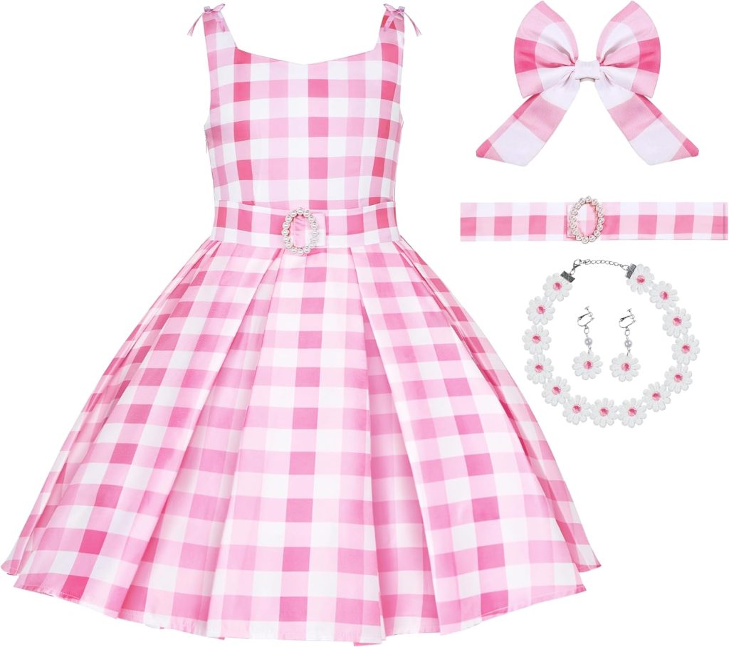 Spooktacular Creations Girls Halloween Costume, Pink Plaid Dress Costume, Pink Doll Dress for Girls