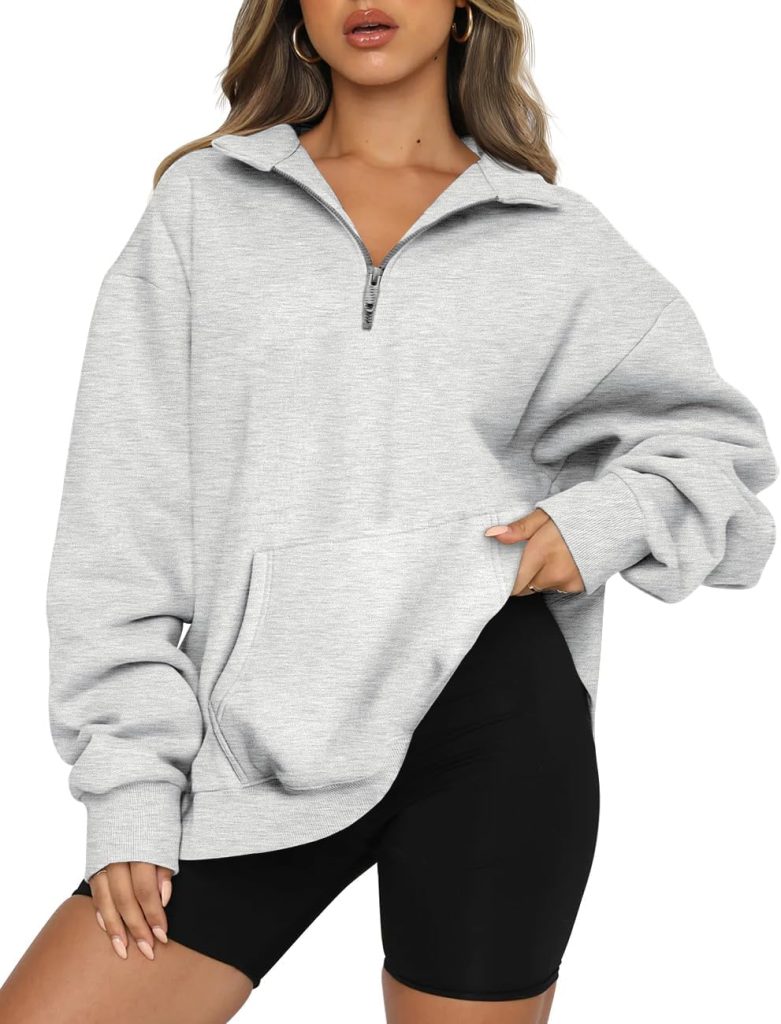 Trendy Queen Womens Zip Up Hoodies Oversized Sweatshirts Preppy Clothes Fall Teen Girls Outfits Fashion Crewneck Pullover