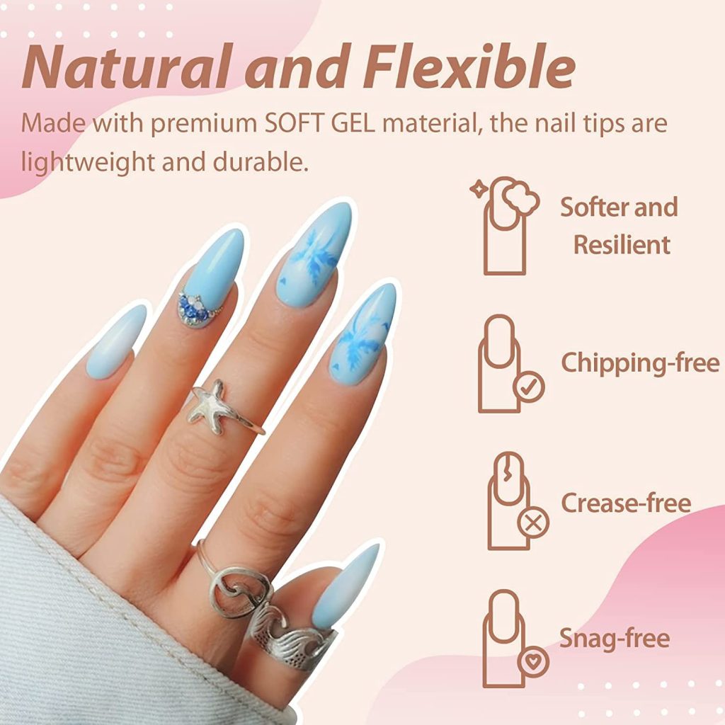 UNA GELLA 504PCS Short Nail Tips Square Shape Nail Extension Square Pre Etched Gel X Fake Nails Tips No C Curve For Women DIY French Style Salon At Home Full Cover Soft Acrylic False Tips 12 Sizes